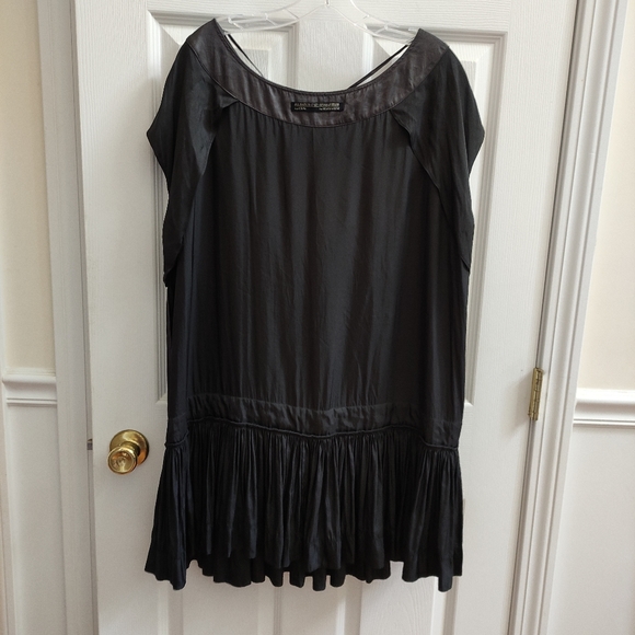 Allsaints All Saints Spitalfields Black Brown Drop Waist Top Dress US 6 - Picture 9 of 9